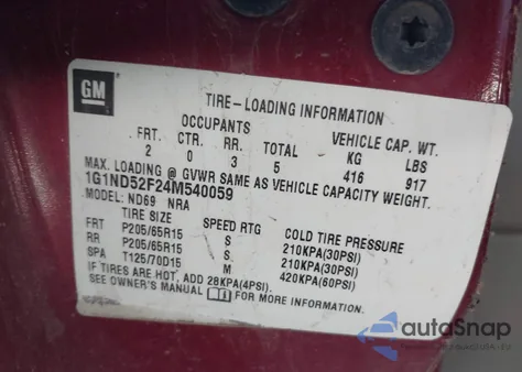 2004 Chevrolet Classic from USA, damaged, VIN 1G1ND52F24M540059